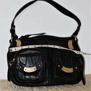B. Makowsky Black Pebbled Leather Shoulder Bag